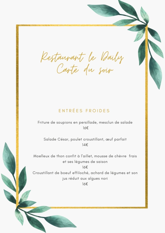 Nouveau menu - restaurant Traditionnel Marseille